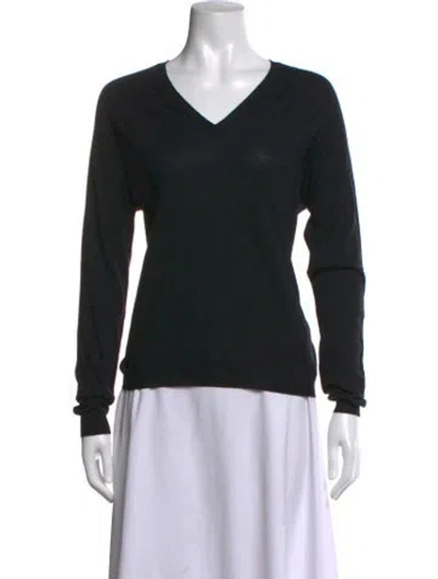 Pre-owned Sara Lanzi Wool V-neck Sweater In Black