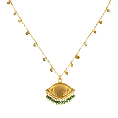 Sara Lashay Cora Eye Gold/green Necklace