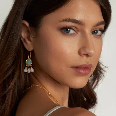 Sara Lashay Ewa Earring With White Jade And Amazonite Stones
