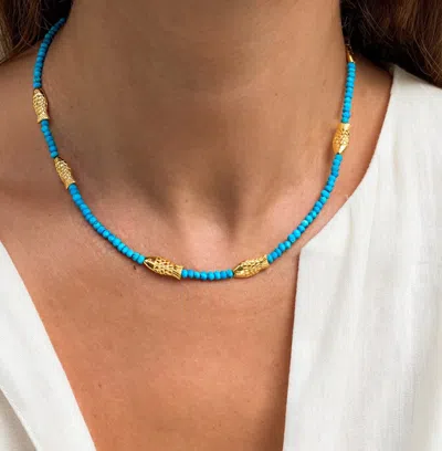 Sara Lashay Gioia Blue Gold Fish Necklace