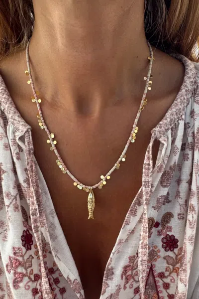 Sara Lashay Gioia Necklace Beige In Gold