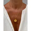 Sara Lashay Gold Disc Necklace | Emilia Chain Link Necklace | Stylish Gold Coin Pendant Necklace
