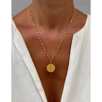 Sara Lashay Gold Disc Necklace | Emilia Chain Link Necklace | Stylish Gold Coin Pendant Necklace