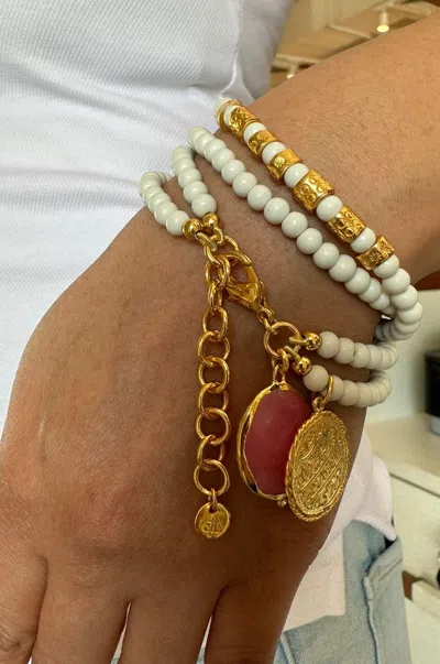 Sara Lashay Grace Bracelet Pink With Gold Coin