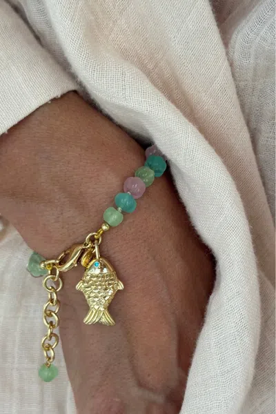 Sara Lashay Raani Bracelet Fuchsia In Gold