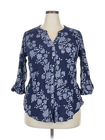 Pre-owned Sara Michelle 3/4 Sleeve Blouse In Blue