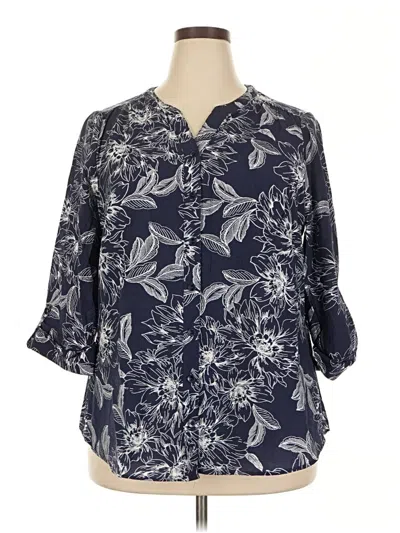 Pre-owned Sara Michelle 3/4 Sleeve Blouse In Blue