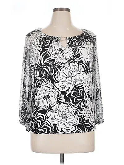Pre-owned Sara Michelle 3/4 Sleeve Blouse In Silver