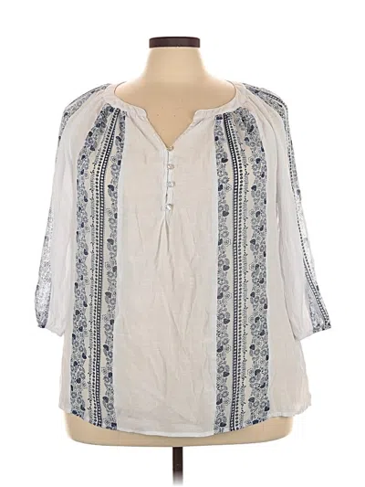 Pre-owned Sara Michelle 3/4 Sleeve Blouse In White