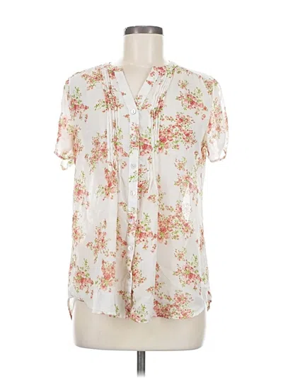 Pre-owned Sara Michelle Short Sleeve Blouse In White