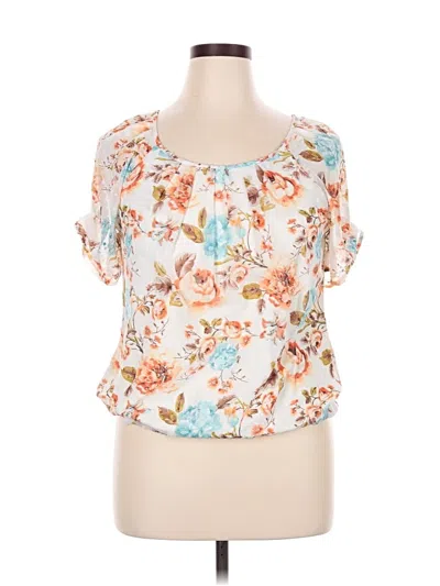Pre-owned Sara Michelle Short Sleeve Blouse In White