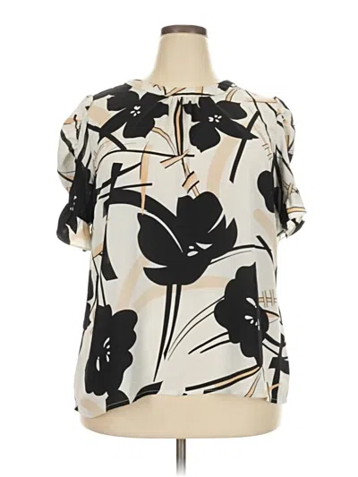 Pre-owned Sara Michelle Short Sleeve Blouse In White