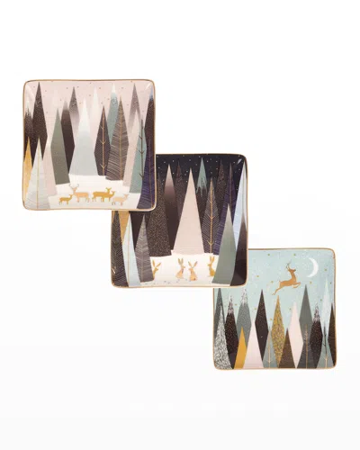 Sara Miller Frosted Pines Trinket Trays, Set Of 3