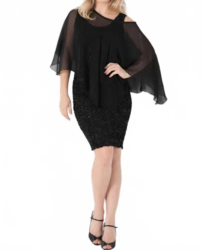 Sara Mique Silk Pucker Body-con Tank Dress With Matching Silk Plisse Float In Black