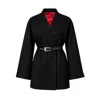 Sara Mirza Women's Black Luna Short Wrap Coat With Belt In Black