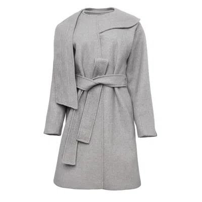 Sara Mirza Women's Silver / Grey / Neutrals Sofia Draped Scarf Oversized Coat - Grey In Gray