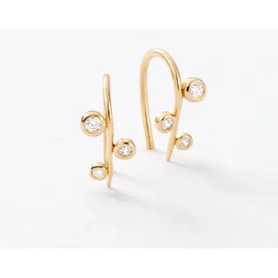 Sara Patino Aralia Gold Earrings With White Topaz In Burgundy