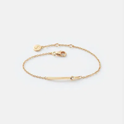 Sara Patino Arc With White Topaz Bracelet In Brown