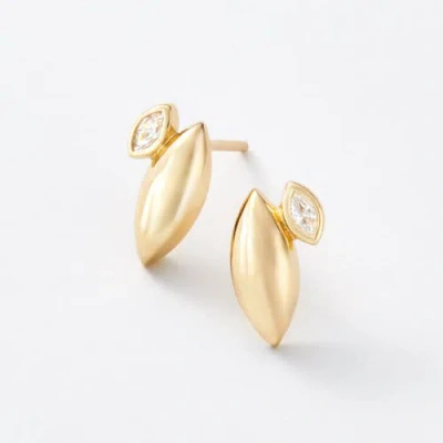 Sara Patino Azalea Gold With Topaz Stud Earrings In Brown