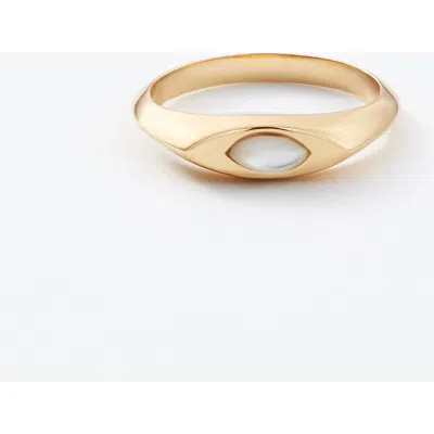 Sara Patino Calla Signet Pearl Ring In Gold