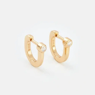 Sara Patino Petite Reversible Huggie With White Topaz In Gold