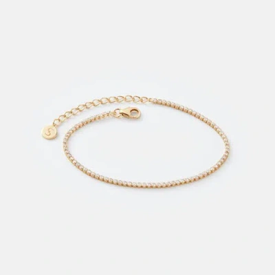 Sara Patino White Topaz Tennis Bracelet In Brown