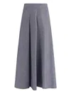 Sara Roka A-line Denim Midi Skirt In Gray