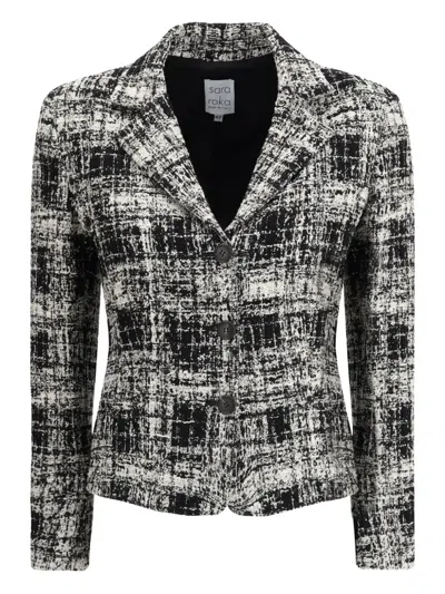 SARA ROKA ABSTRACT-CHECK BUTTON JACKET