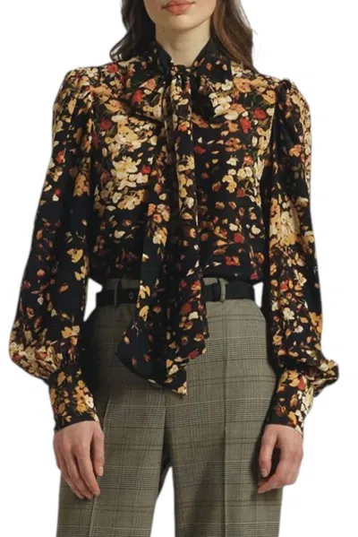 Sara Roka Angelica Blouse In Mirco Roses In Multi