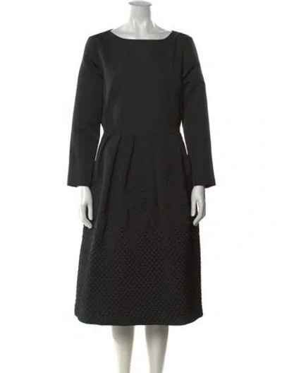 Pre-owned Sara Roka Bateau Neckline Midi Length Dress In Black