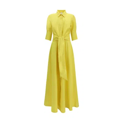 Sara Roka Etra 85 Tie-belt Midi Shirt Dress In Yellow