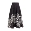 Sara Roka Midi Skirt With Floral Print In Black