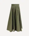 Sara Roka High-waisted Flared Skirt In Green