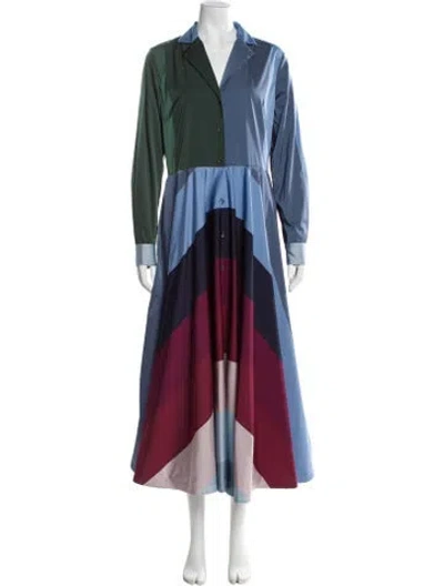 Pre-owned Sara Roka Colorblock Pattern Long Dress W/ Tags In Blue