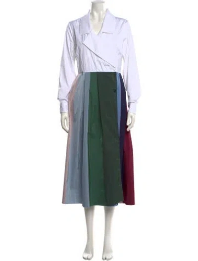 Pre-owned Sara Roka Colorblock Pattern Long Dress W/ Tags In White