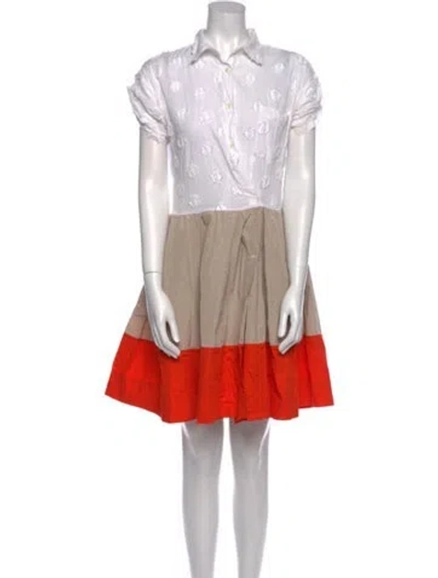Pre-owned Sara Roka Colorblock Pattern Mini Dress In Neutral