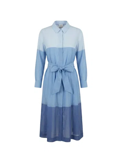 Sara Roka Colour-block Belted Shirt Dress In Blue