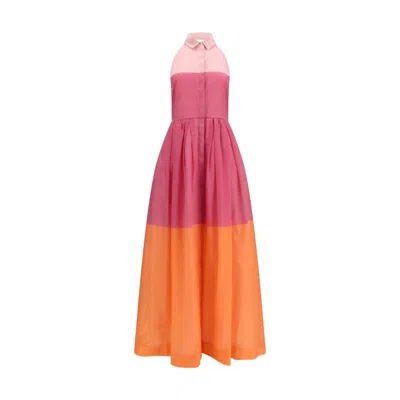 Sara Roka Mariaedna Colour-block Pleated Maxi Dress In Multi