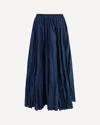 Sara Roka Crinkle-effect Design Pleated Midi Skirt In Blue