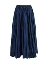 Sara Roka Crinkle-effect Design Pleated Midi Skirt In Blue
