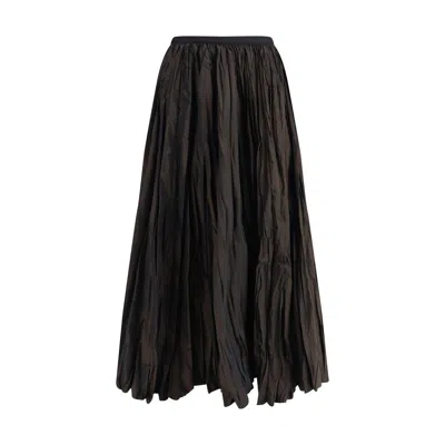 SARA ROKA CRINKLE-EFFECT DESIGN PLEATED MIDI SKIRT