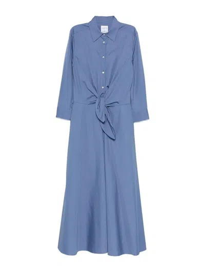 Sara Roka Dralla Buttoned Midi Dress In Blue