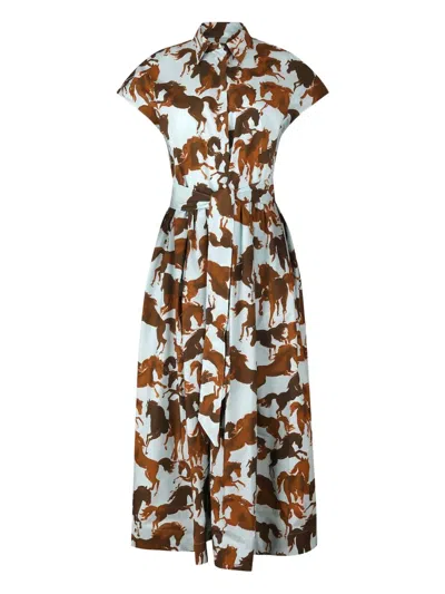 Sara Roka Edrina Horse-print Midi Dress In Multi