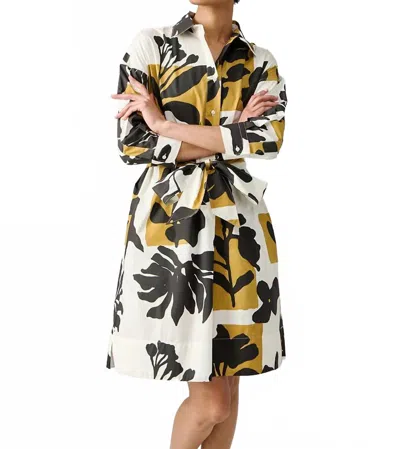 Sara Roka Etakerty Short Dress In Black And Tan Botanical In Multi