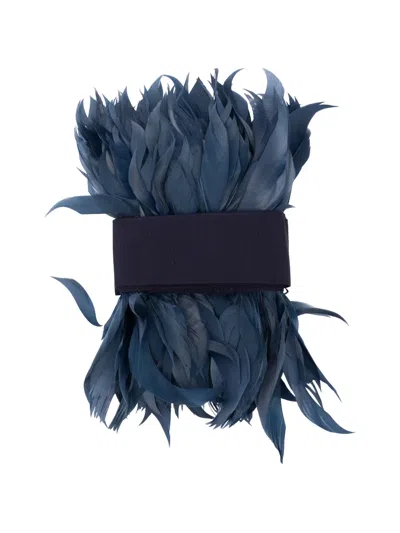 Sara Roka Feather-embellished Belt In Blue