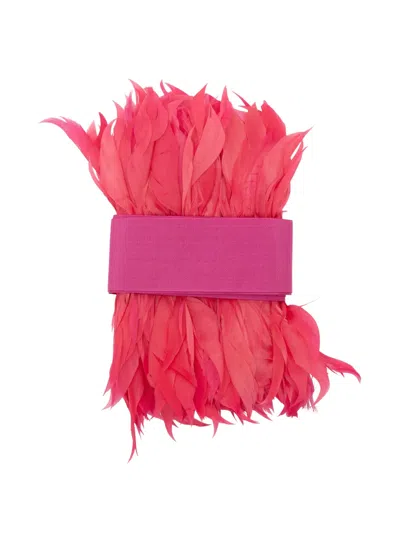 Sara Roka Feather-trim Belt In Multi