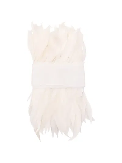 Sara Roka Feather-trim Belt In White