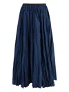 Sara Roka Crinkle-effect Design Pleated Midi Skirt In Blue