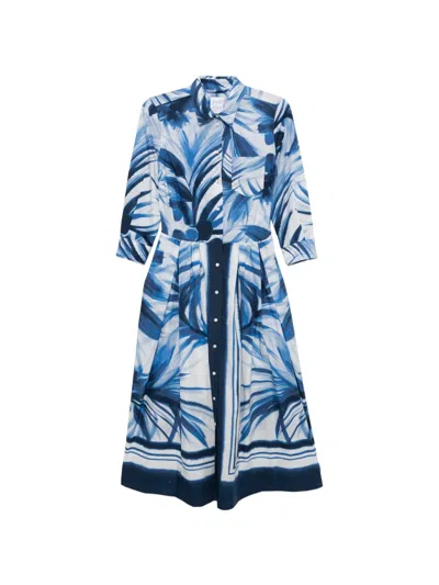 Sara Roka Floral Pocket Dress In Blue
