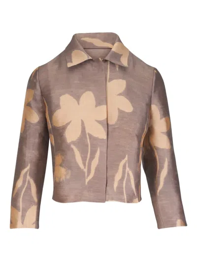 Sara Roka Floral-print Cropped Jacket